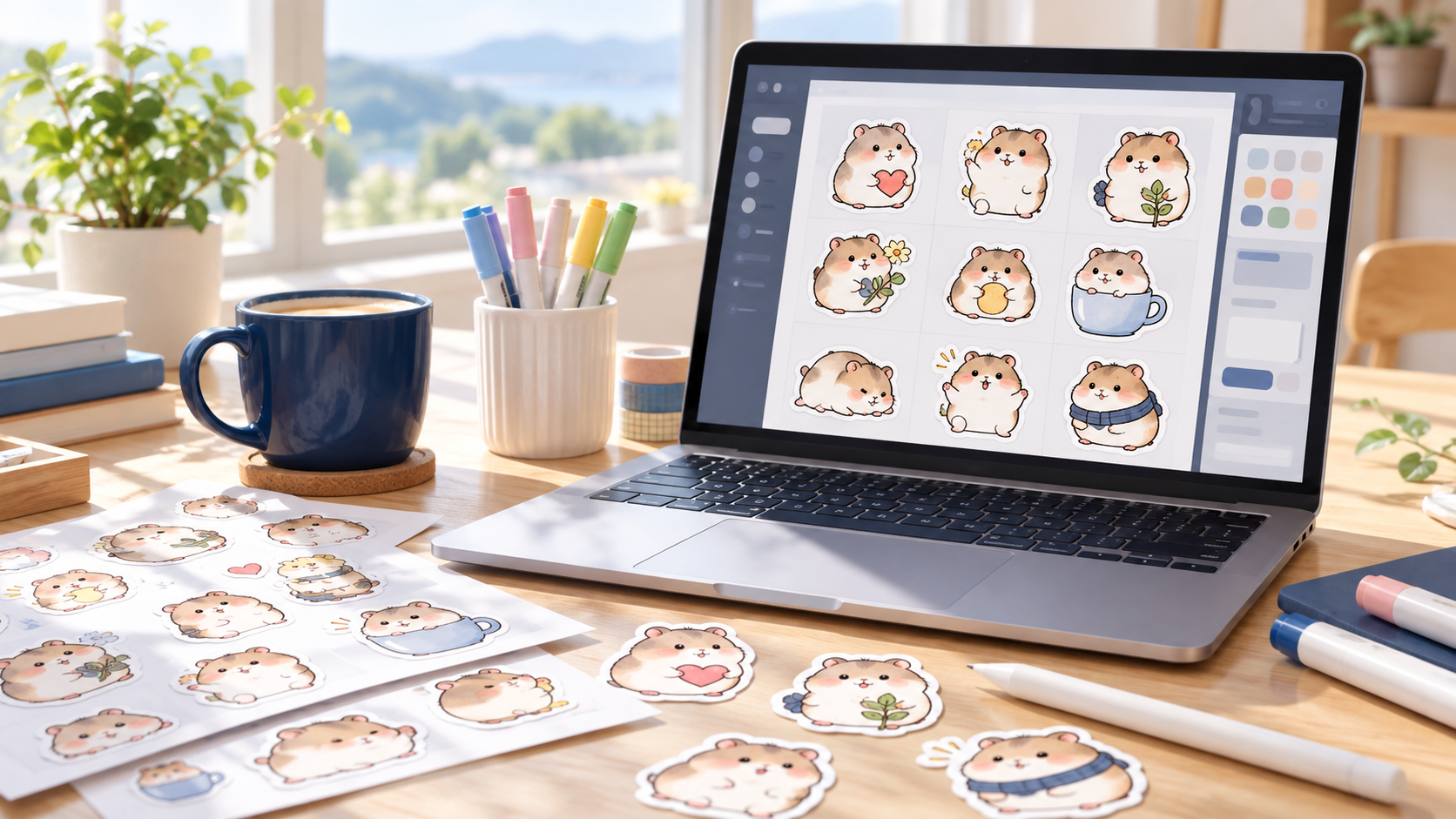 不會畫畫也能賣 LINE 貼圖：ChatGPT 畫角色、iLoveIMG 調尺寸、LINE Creators Market 上架情境示意圖